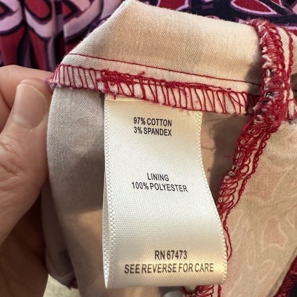 Taylor Geometric Fit and Flare Purple Lavender Sleeveless Cotton Blend Size 10 - Picture 4 of 9